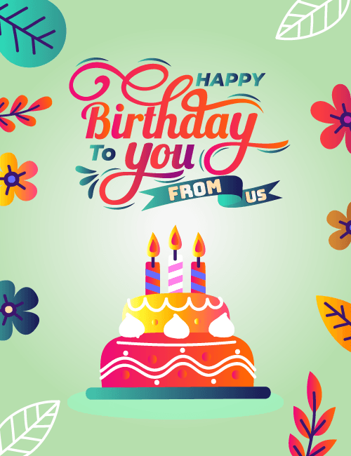 Floral Typography Happy Birthday To You Wishes