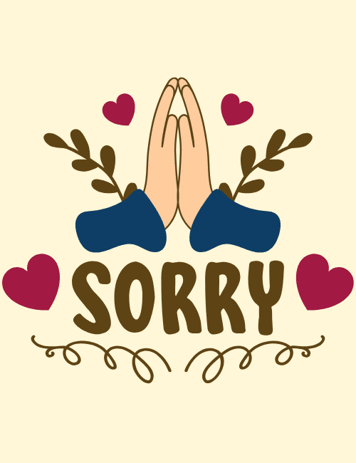 Sorry – Folded Hands and Heart Sorry (Apology) Card