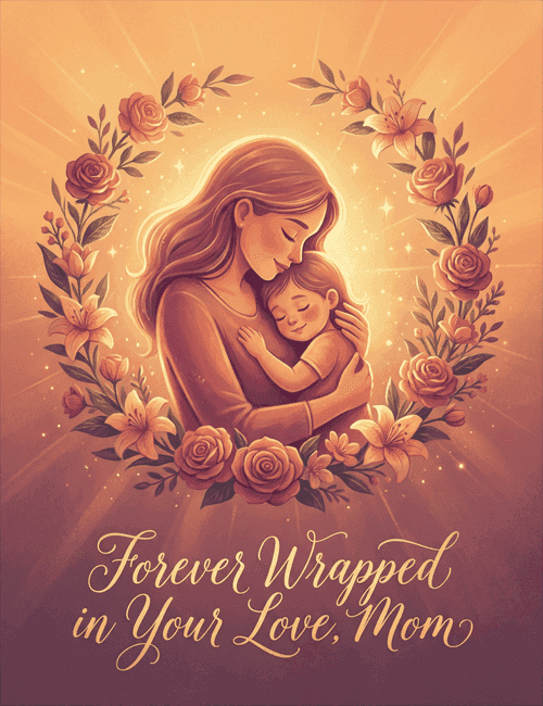 Forever Wrapped in Your Love Mom Greeting Card