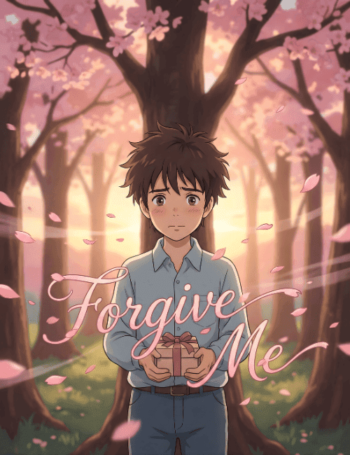 Forgive Me Romantic Apology Card with Gift Illustration