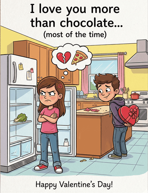 Funny Chocolate Love Valentine’s Day Card