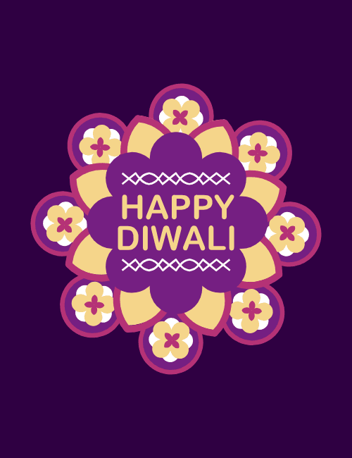 Geometric Rangoli — Happy Diwali Card (full card preview)
