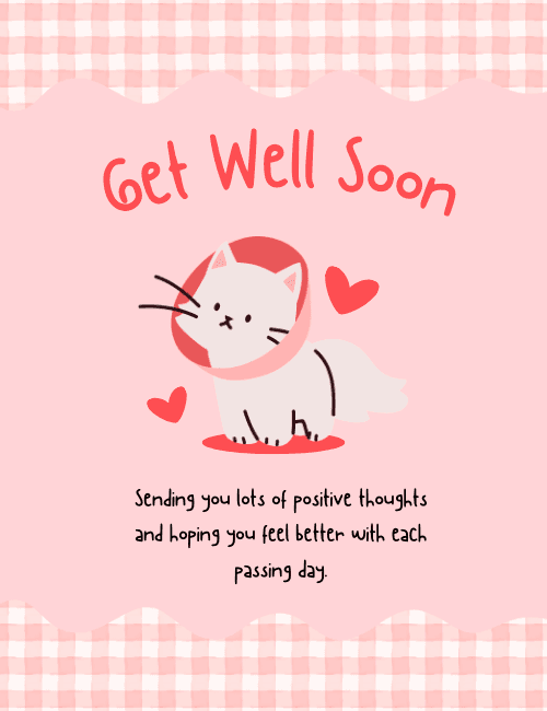 Cute Cat Get Well Soon Card – Sweet Recovery Wishes & Encouragement