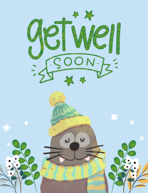 Cute Seal Get Well Soon Card – Cozy Winter Animal Theme