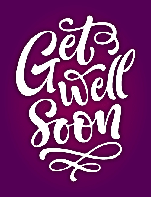 Elegant Calligraphy Get Well Soon Card – Purple Script Design