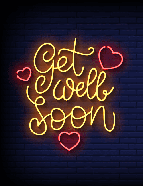 Neon Sign Get Well Soon Card – Glowing Heart Design