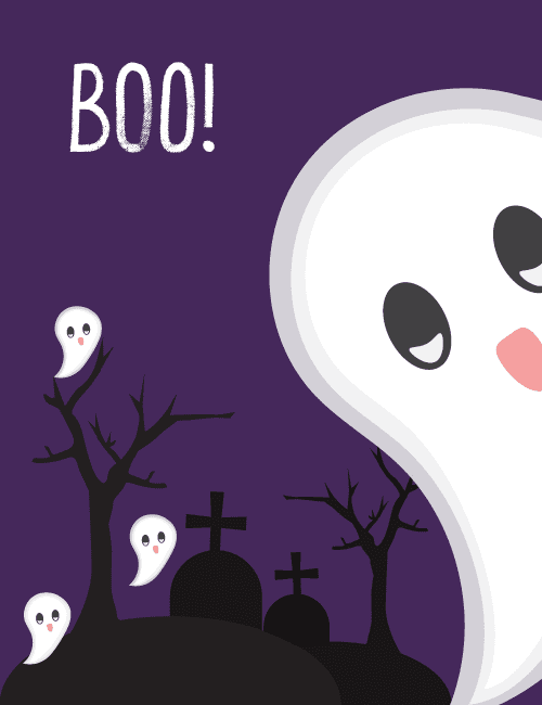 Ghost Boo Graveyard Card