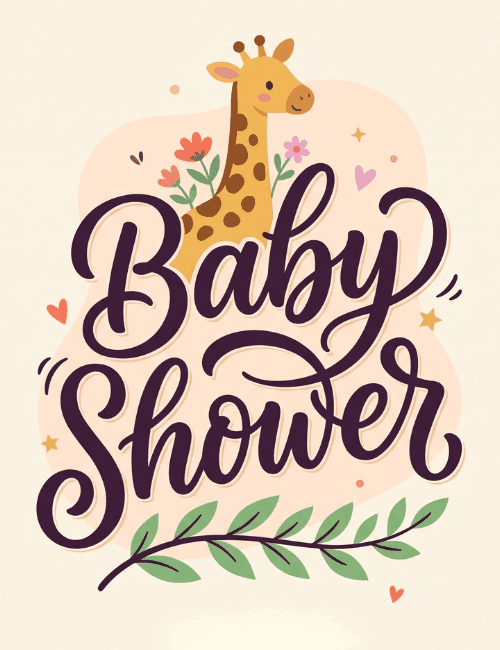 Cute Giraffe Baby Shower Card