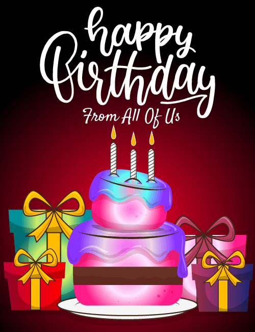 Glossy Cake Happy Birthday From All of Us