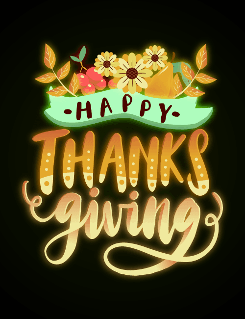 Thanksgiving glowing text