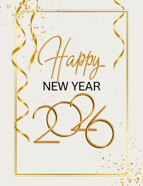 Golden 2026 Happy New Year Card
