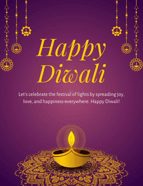 Golden Diya Mandala Happy Diwali Card