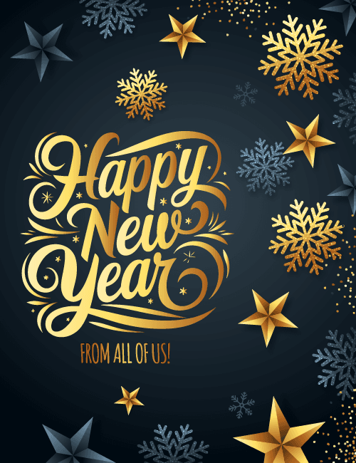 Golden stars and snowflakes design