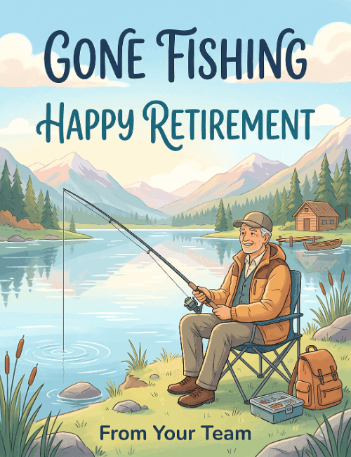 Gone Fishing Happy Retirement Card From Your Team