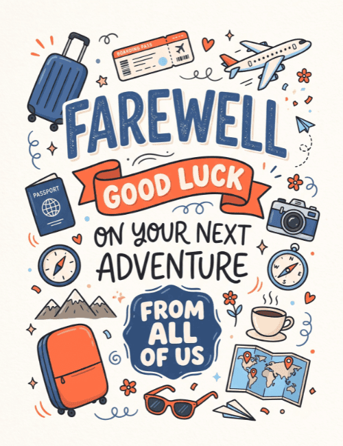 Good Luck on Your Next Adventure Farewell Card