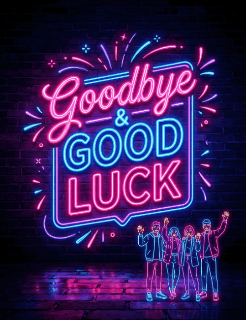 Goodbye & Good Luck Neon Farewell Card | Modern Office Goodbye
