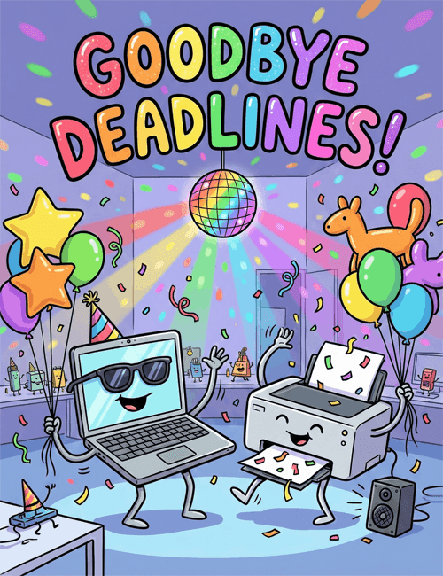 Goodbye Deadlines – Fun Retirement Card