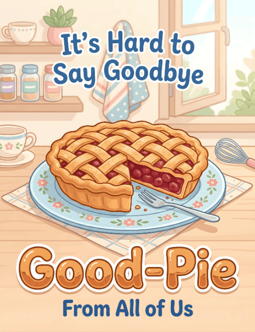 It’s Hard to Say Goodbye Funny Farewell Pie Card