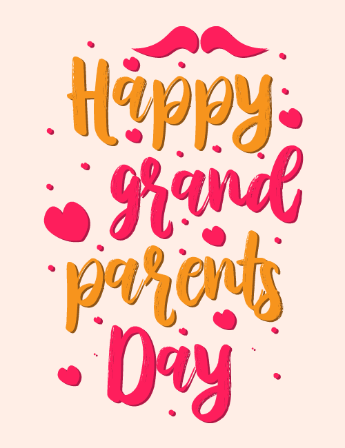 Colorful Handwritten Grandparents Day Card with Hearts