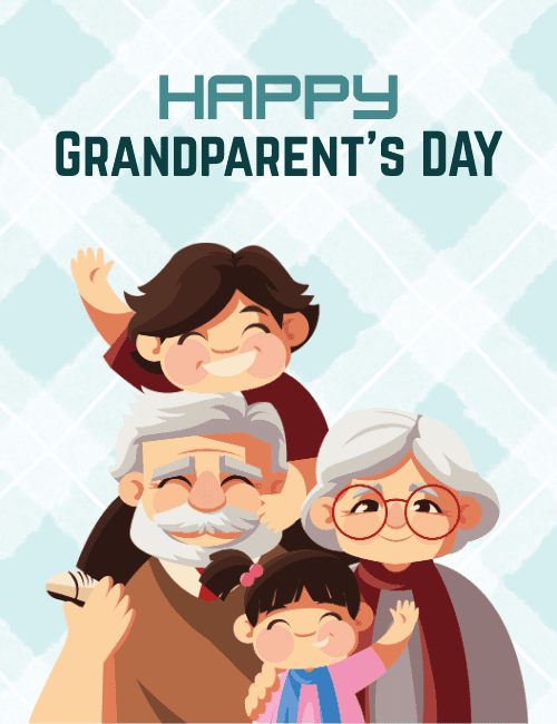 Happy Family Illustration Grandparents Day Card