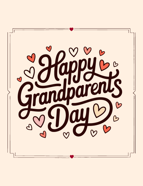 Heart-Themed Grandparents Day Card with Hand Lettering