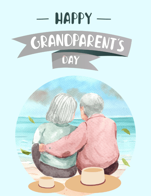 Watercolor Beach Scene Grandparents Day Card