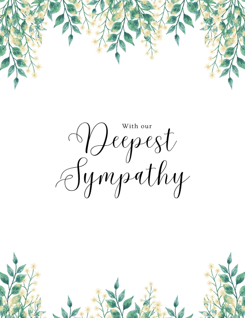 Green Floral Deepest Sympathy Card – Minimalist Design