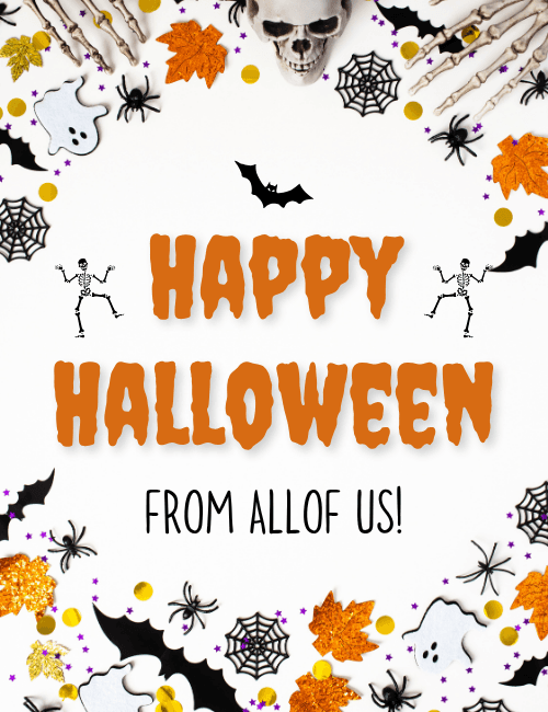 Halloween Skeleton Flat Lay Card