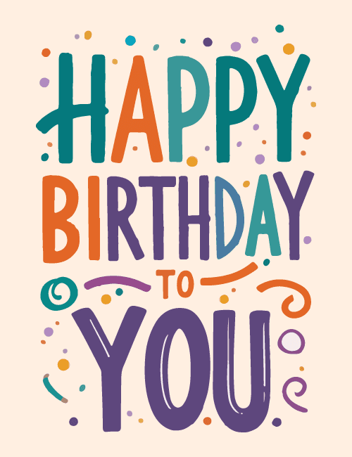 Hand-Lettered Happy Birthday Card – Colorful Typography
