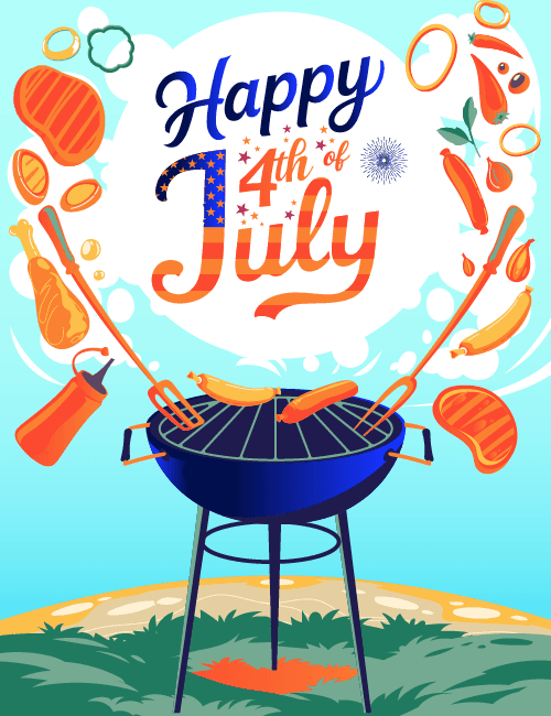 Happy 4th of July BBQ Cookout Celebration Card