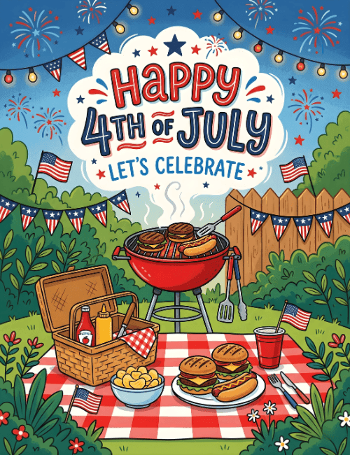Happy 4th of July BBQ Party Celebration Card