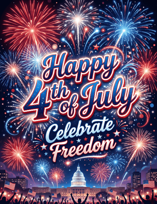 Happy 4th of July Fireworks Freedom Card