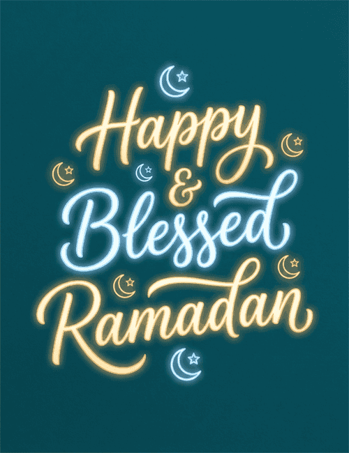 Happy and Blessed Ramadan Modern Typography Card