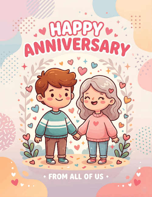 Happy Anniversary Cute Couple Love Card