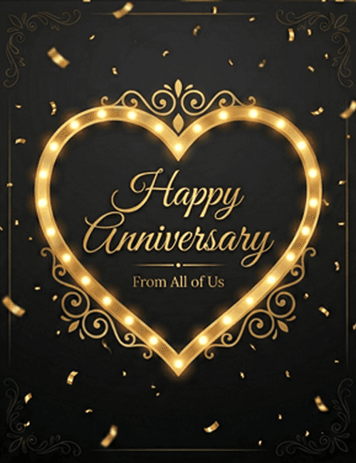 Happy Anniversary Golden Heart Elegant Card