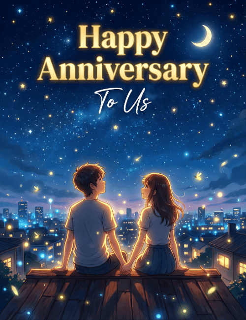 Happy Anniversary To Us Romantic Starry Night Card