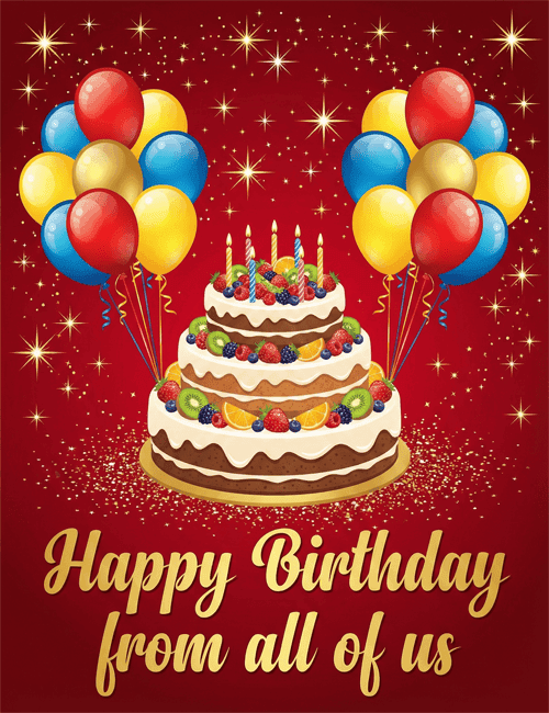 Happy Birthday Cake and Balloons Card