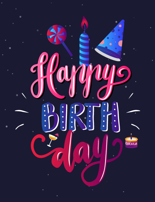 Happy Birthday Celebration Typography Card