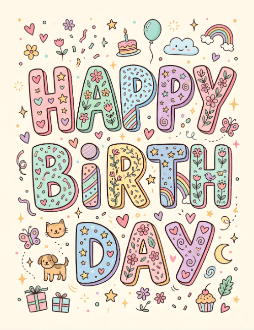 Happy Birthday Cute & Colorful Wishes
