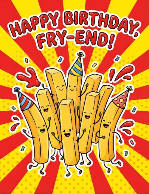 Happy Birthday Fry-End Funny Food Birthday Card
