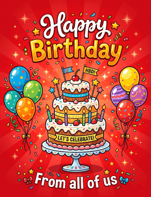 Happy Birthday Let’s Celebrate Party Card