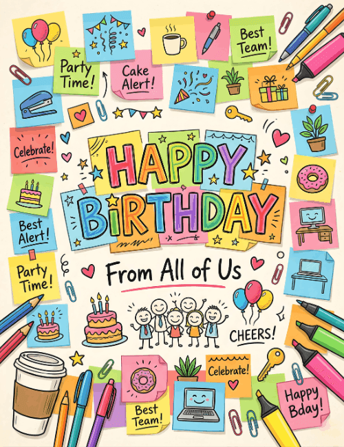 Happy Birthday From All of Us Office Team Card