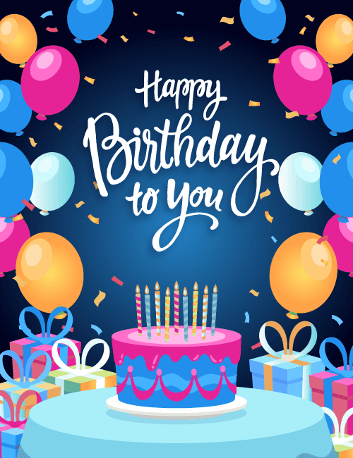 Happy Birthday to You – Balloons & Cake