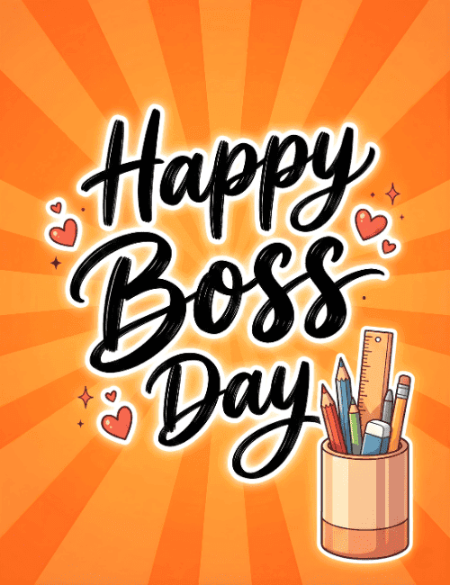 happy boss day bold typography card