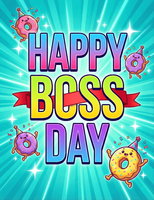 happy boss day fun donut celebration card