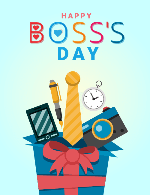 Happy Boss Day Gift Box Card