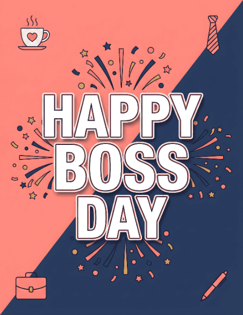 happy boss day minimalist celebration card