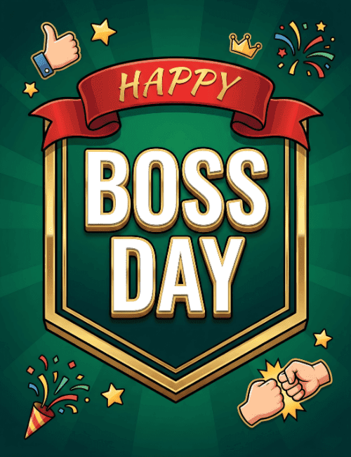 happy boss day premium badge style card
