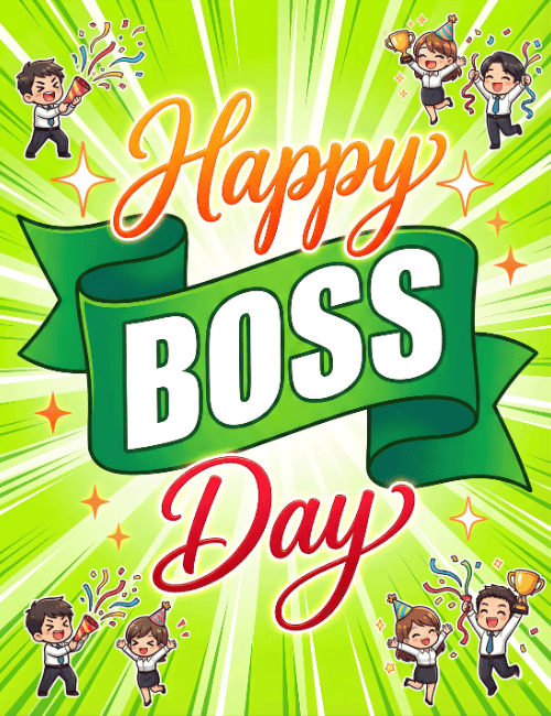 happy boss day team celebration card