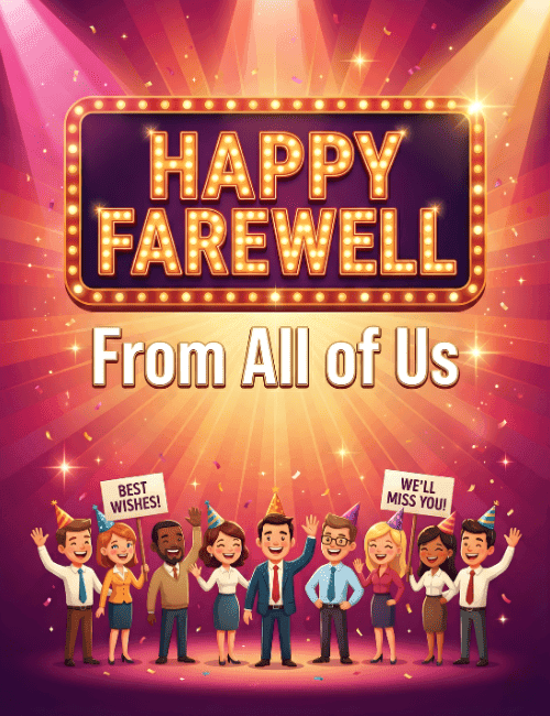 Happy Farewell From All of Us Card | Team Goodbye Wishes